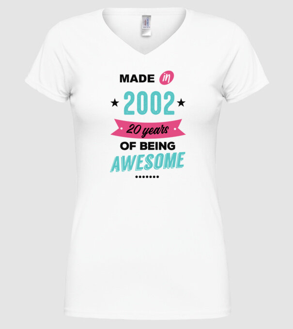MADE in 2002 model alb pe tricou