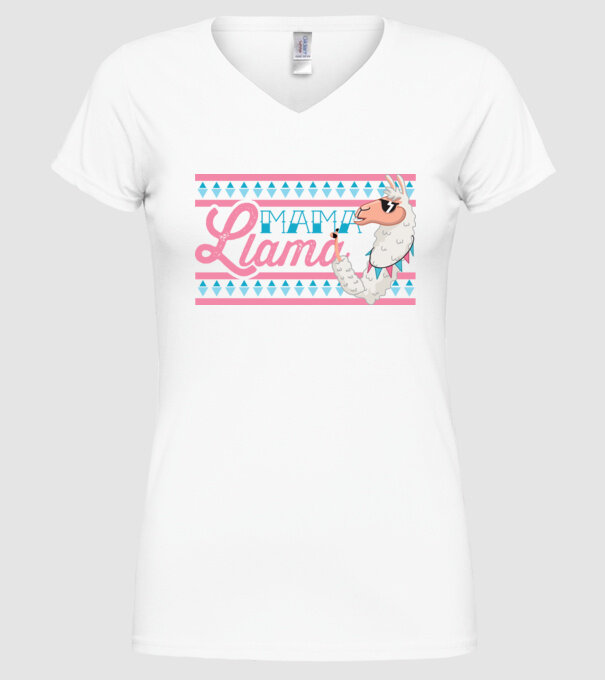 Mama LLama model alb pe tricou
