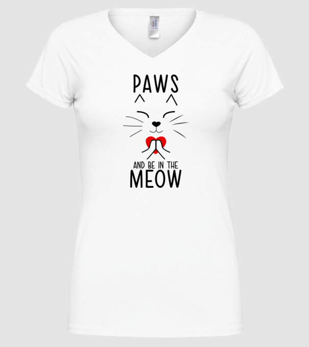 Pisică Meditând model alb pe tricou