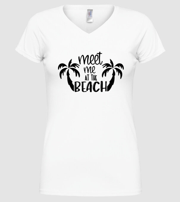 Meet me at the beach model alb pe tricou
