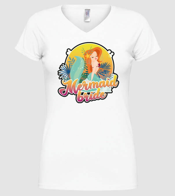 Mermaid bride hawaii model alb pe tricou
