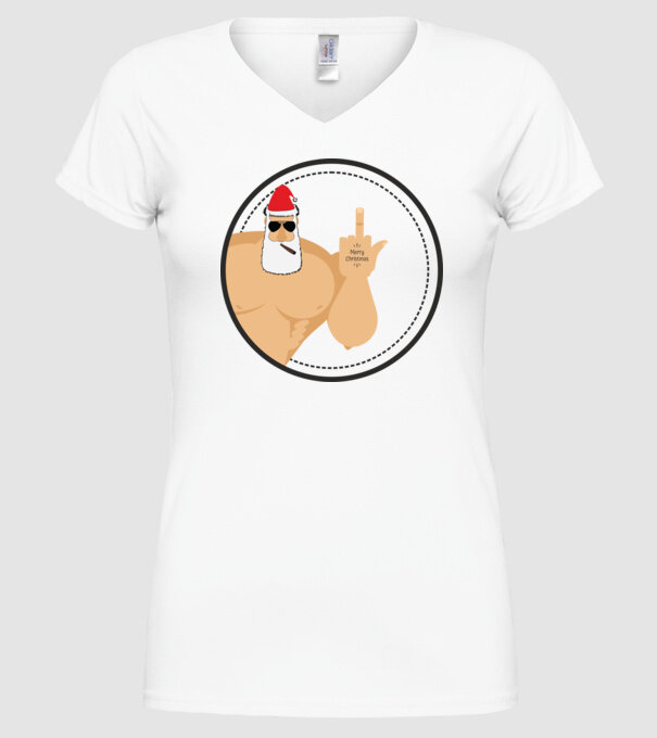 'Merry F''in Xmas' model alb pe tricou