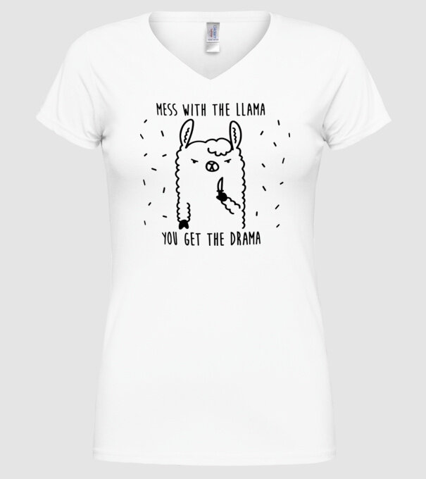 Mess with the lama model alb pe tricou