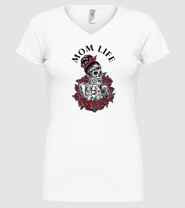 MOMLIFE model alb pe tricou