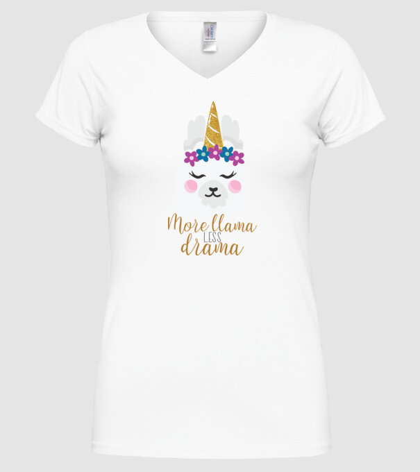 More Llama less drama model alb pe tricou