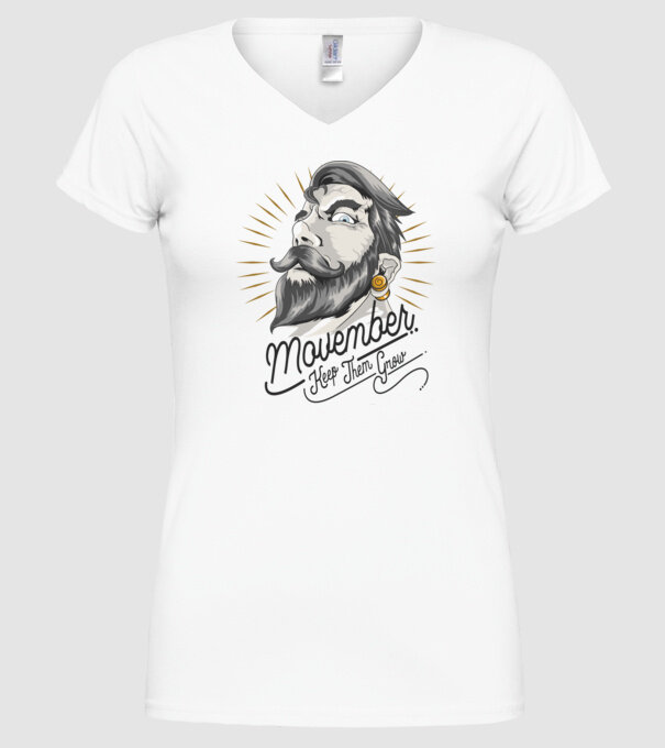 Movember Keep them grow No Shave November model alb pe tricou