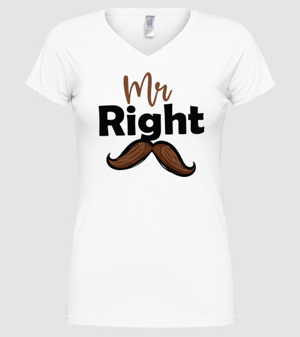 Mr right model alb pe tricou