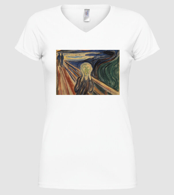 Pictură Munch Mască model alb pe tricou
