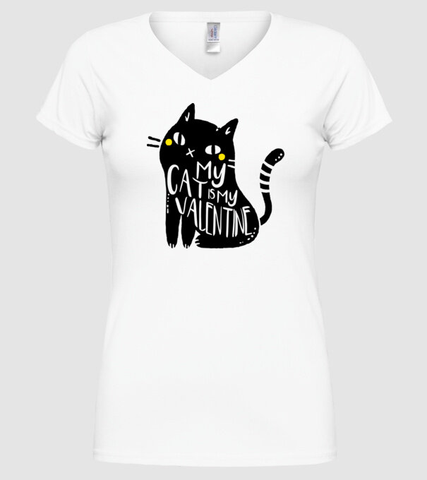 My cat is my valentine model alb pe tricou