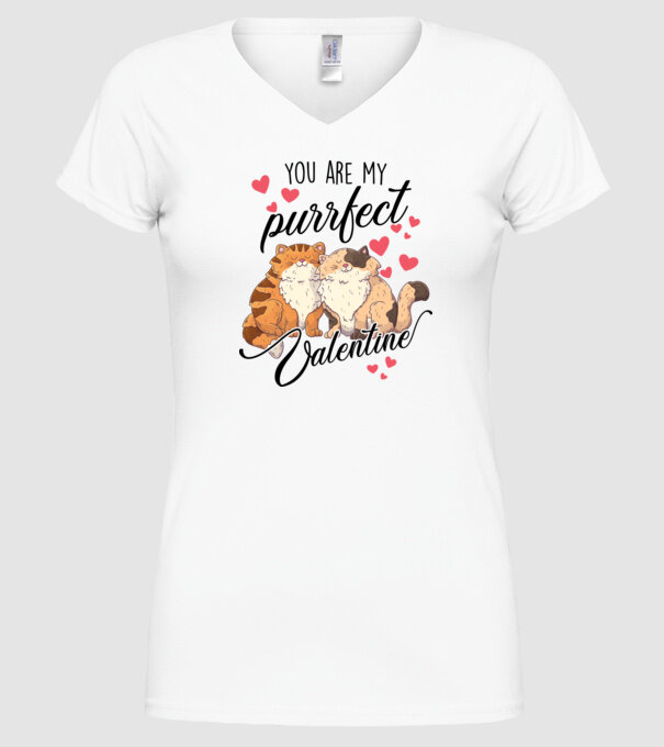 My purrfect valentine model alb pe tricou