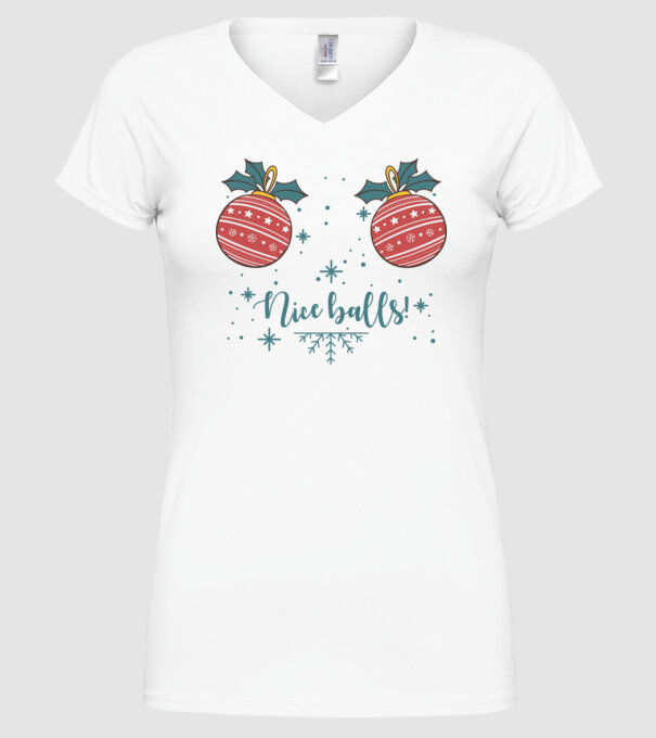Nice Balls model alb pe tricou