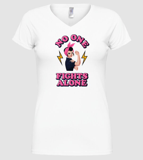No one fights alone pinup model alb pe tricou