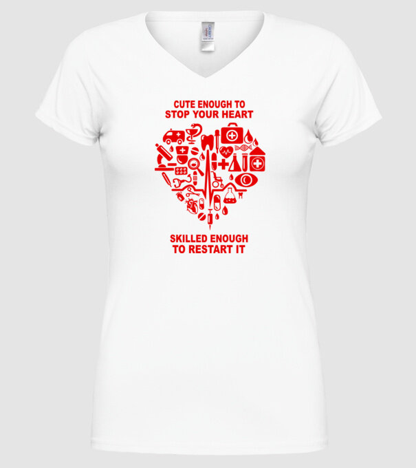 nurses are cute model alb pe tricou