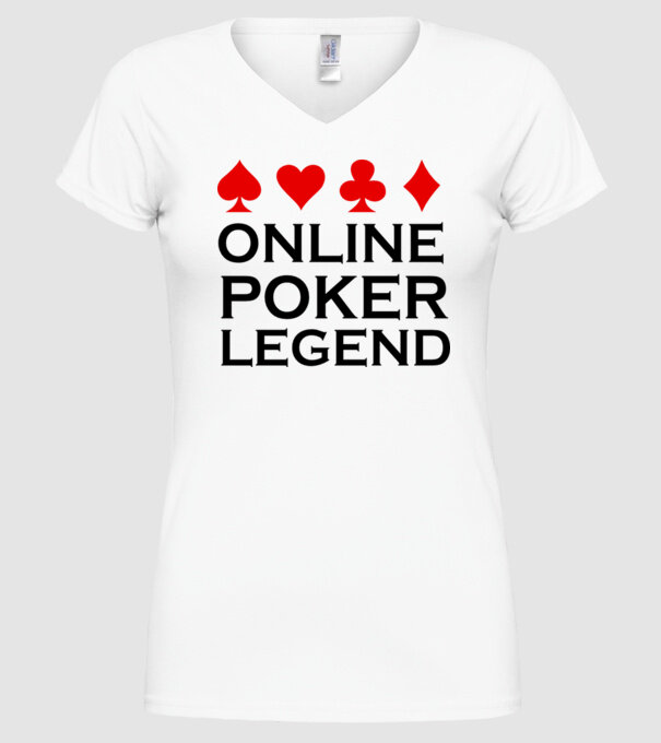Online Poker Legend model alb pe tricou