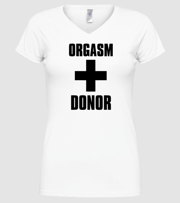 orgasm donor model alb pe tricou