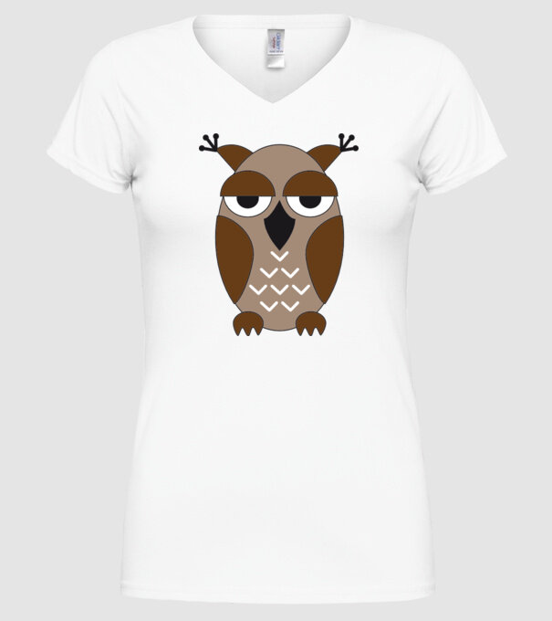 Owl model alb pe tricou