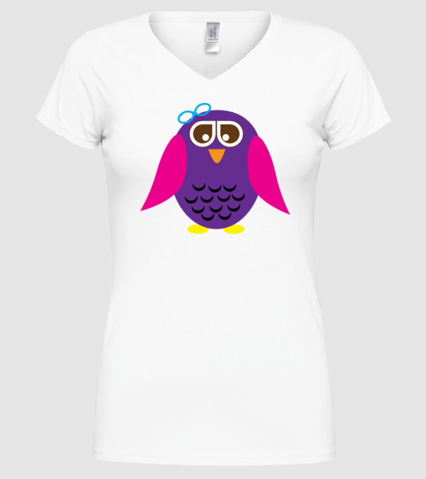 Owl model alb pe tricou