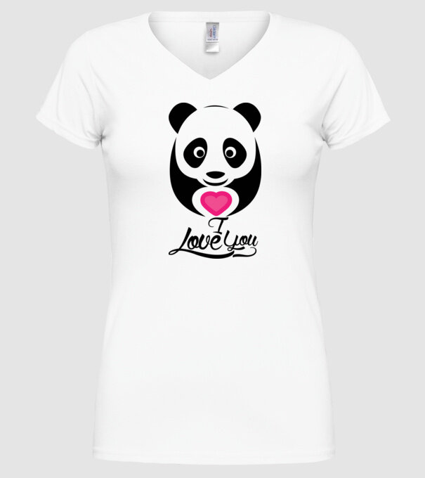 PandaHeart model alb pe tricou