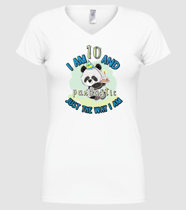 PANDASTIC 10 model alb pe tricou