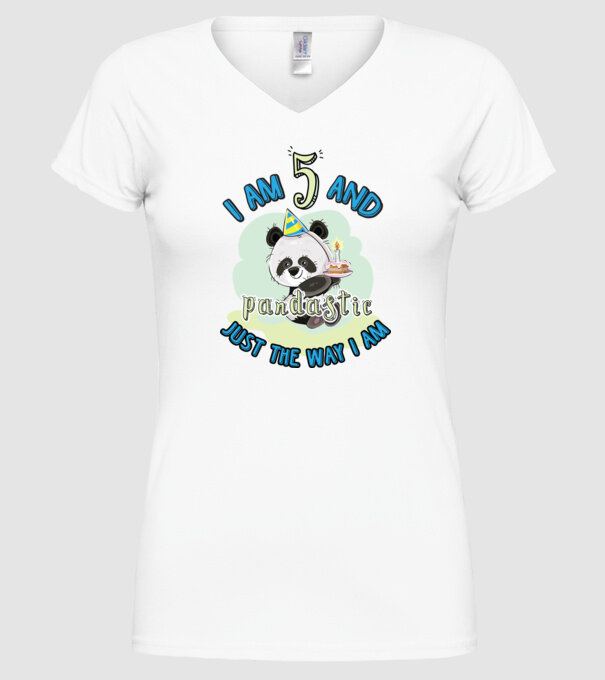 PANDASTIC 5 model alb pe tricou