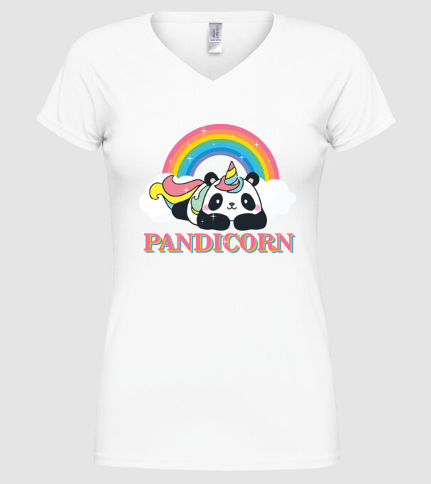 PANDICORN model alb pe tricou