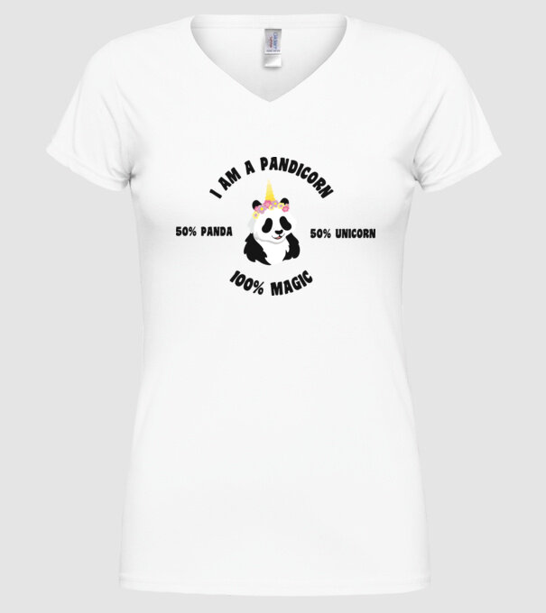 Pandicorn model alb pe tricou