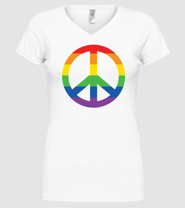 Peace pride model alb pe tricou