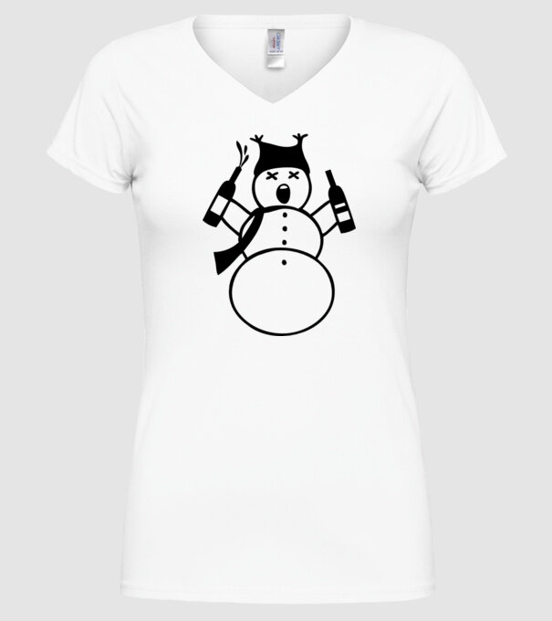Om de zăpadă beat model alb pe tricou