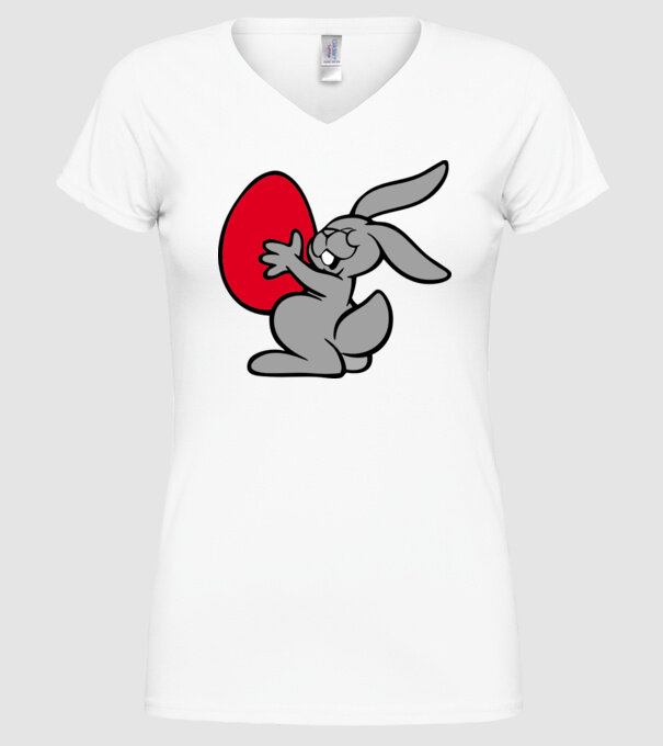 Ou roșu și iepure model alb pe tricou