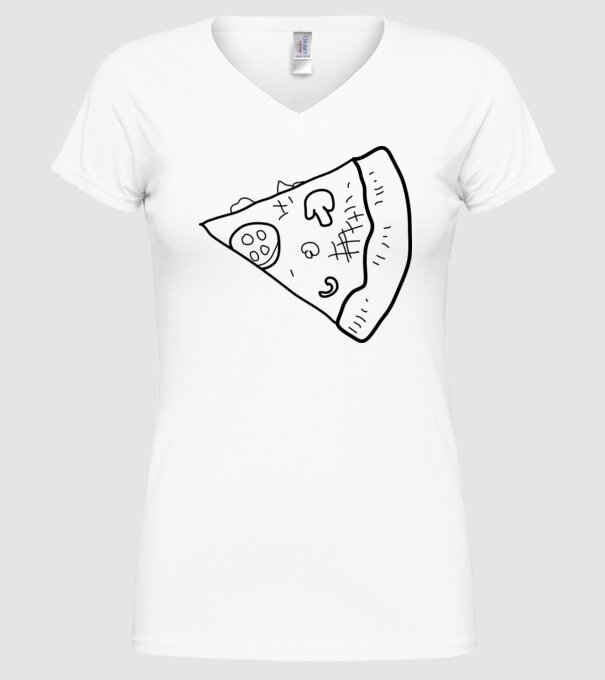 Felie de pizza (parte tricou pereche) model alb pe tricou