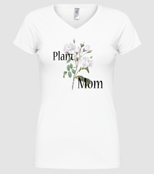 Plant mom model alb pe tricou