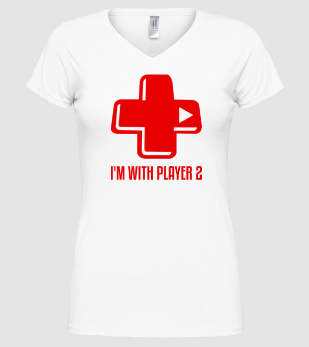 player 2 model alb pe tricou