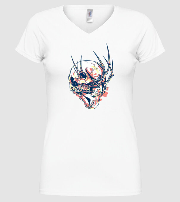 Păianjen model alb pe tricou