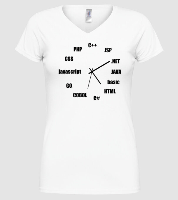 Programmer clock model alb pe tricou