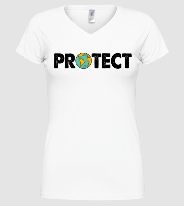Protect earth model alb pe tricou