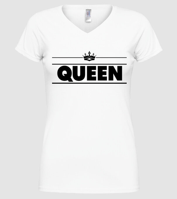 Queen model alb pe tricou