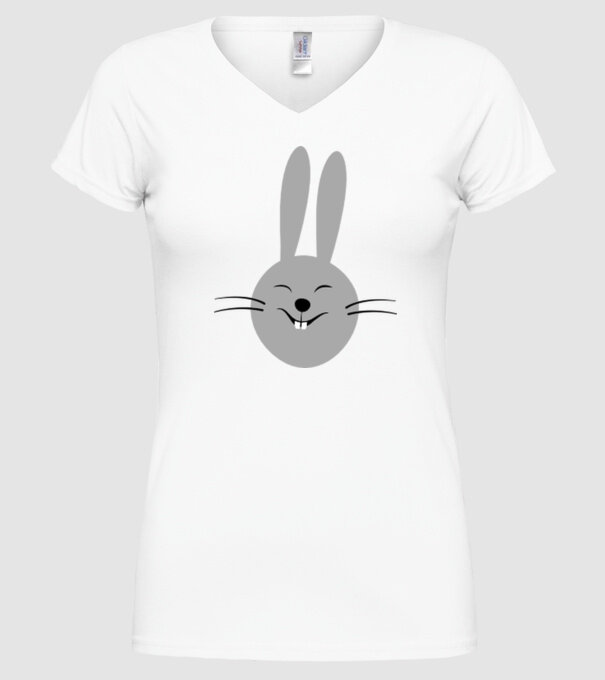 rabbit model alb pe tricou