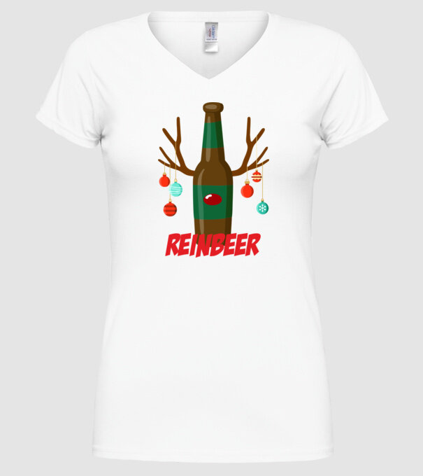 Bere REINBEER model alb pe tricou