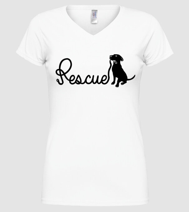 Rescue dog model alb pe tricou