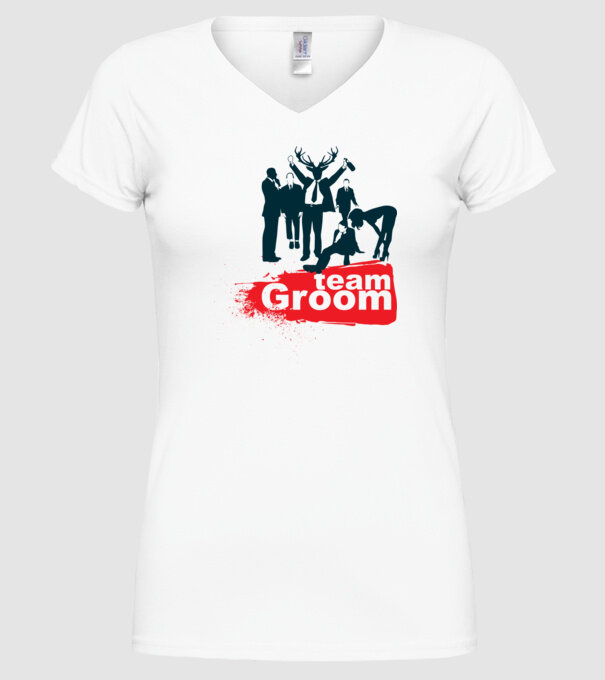 Reservoir Groom Team model alb pe tricou