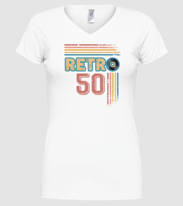 Retro 50 Birthday model alb pe tricou