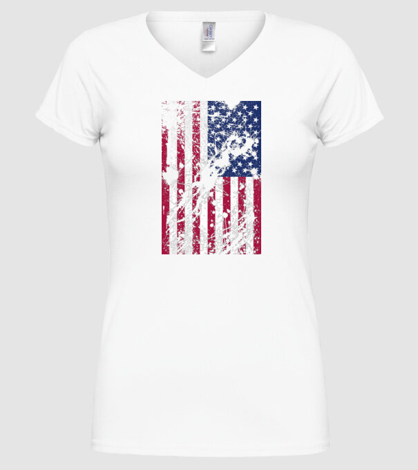 ripped flag U.S. model alb pe tricou
