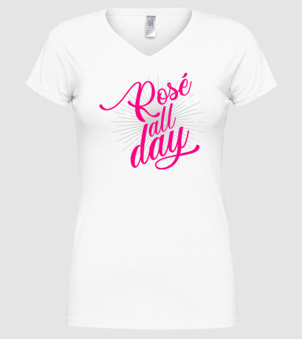 Rosé all day model alb pe tricou