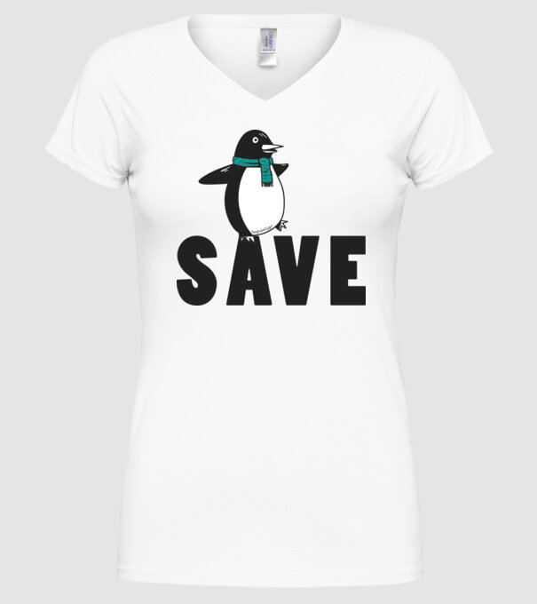 Save penguin model alb pe tricou