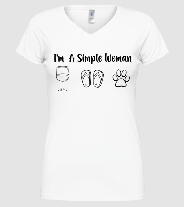Simple doggy woman model alb pe tricou