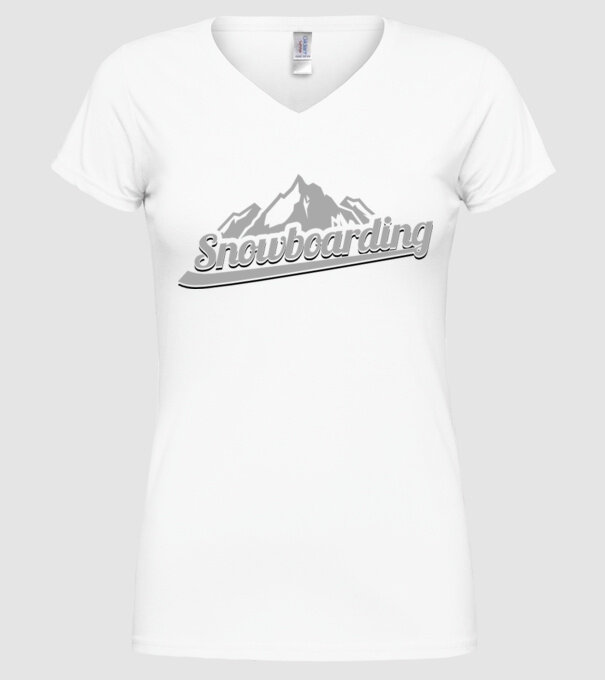 Snowboarding model alb pe tricou