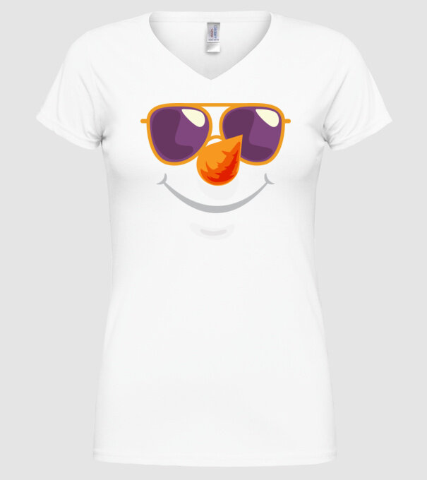 Snowman face model alb pe tricou