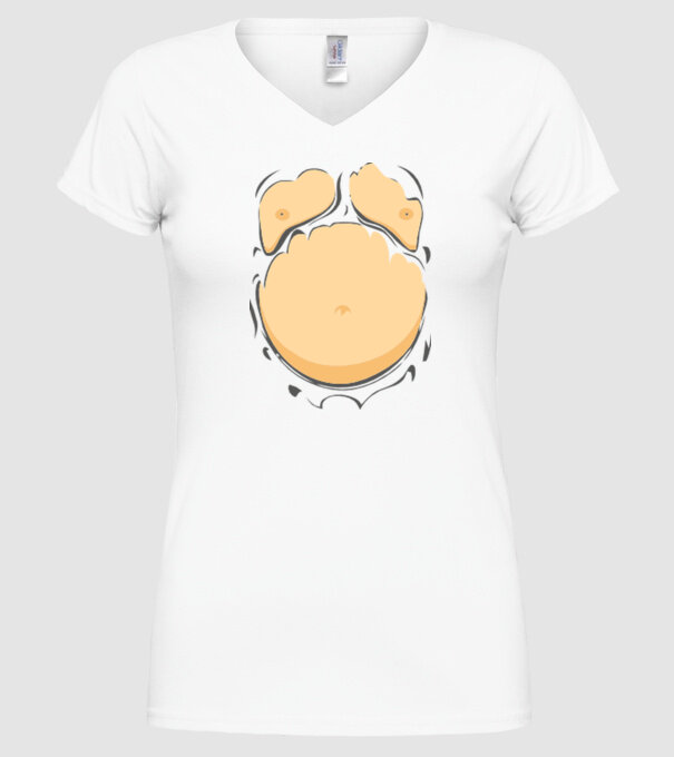 Burtă de bere model alb pe tricou