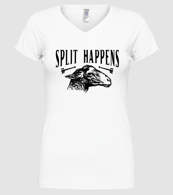 Split happens model alb pe tricou