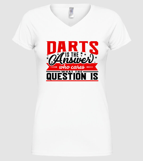 Sport is the answer DARTS model alb pe tricou